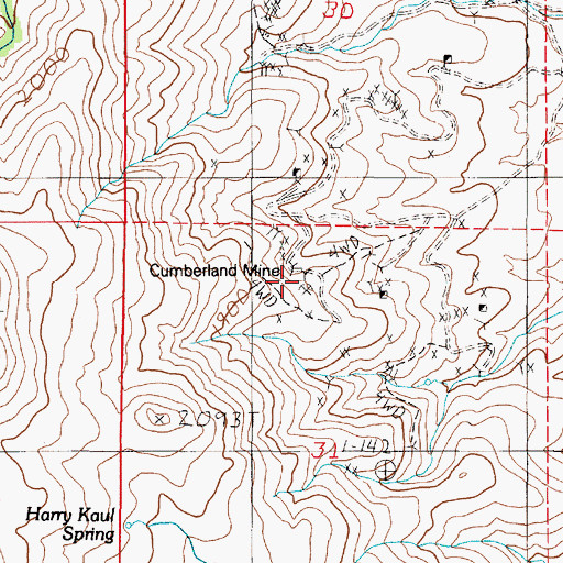 Topographic Map of Cumberland Mine, NV