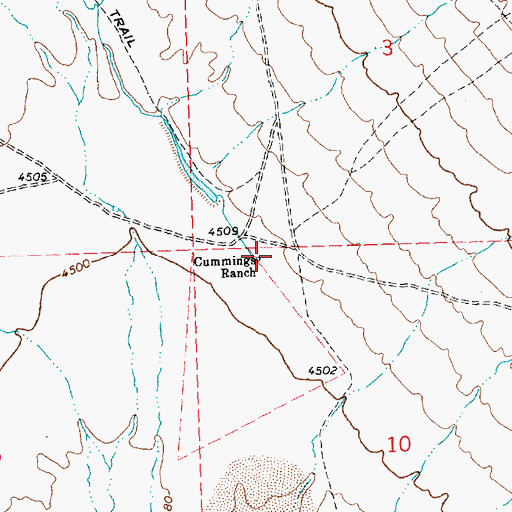 Topographic Map of Cummings Ranch, NV