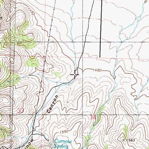 Topographic Map of Curnow Canyon, NV