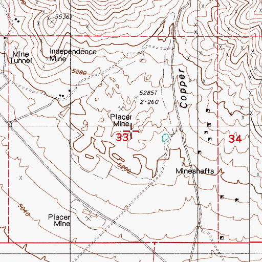 Topographic Map of Dahl Placer, NV