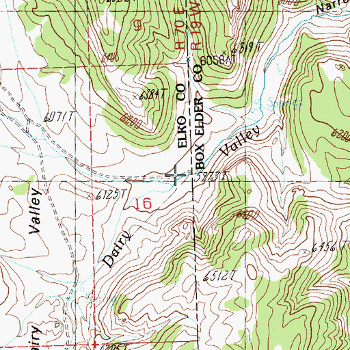 Topographic Map of Dairy Valley, NV