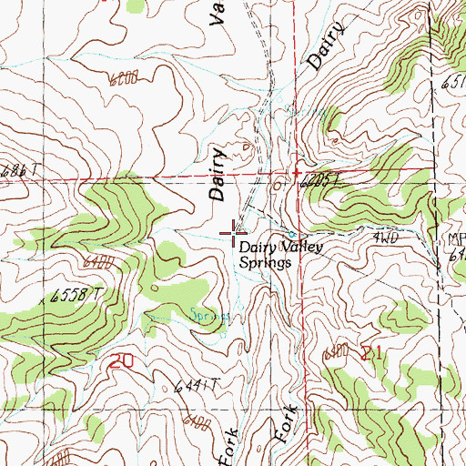 Topographic Map of Dairy Valley Springs, NV