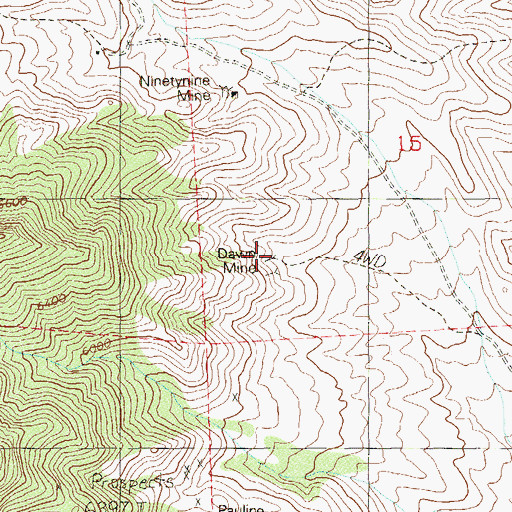 Topographic Map of Dawn Mine, NV