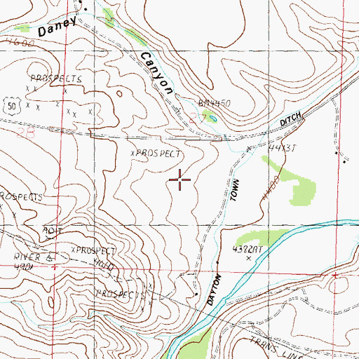 Topographic Map of Dayton Town Ditch, NV
