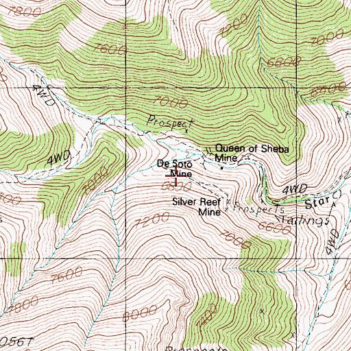 Topographic Map of DeSoto Mine, NV