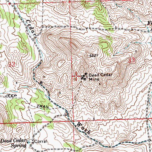 Topographic Map of Dead Cedar Mine, NV