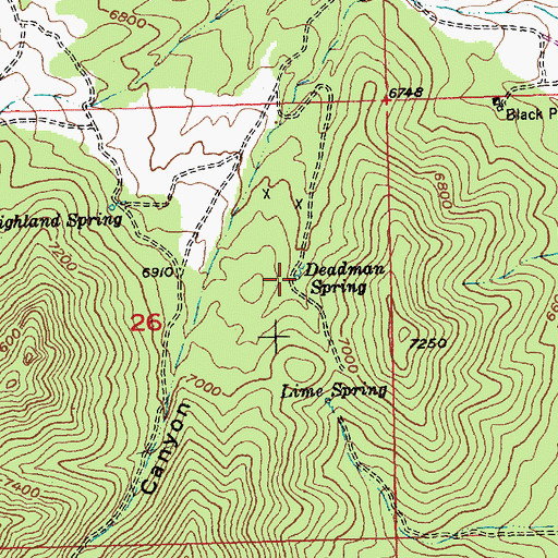 Topographic Map of Deadman Spring, NV