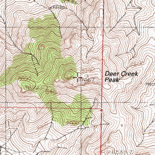 Topographic Map of Deer Creek Peak, NV