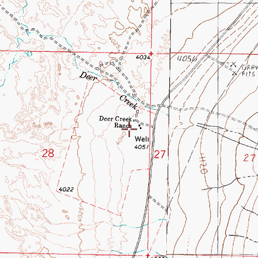 Topographic Map of Deer Creek Ranch, NV