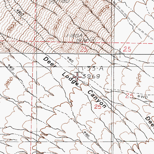 Topographic Map of Deer Lodge Canyon, NV