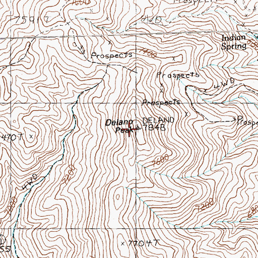 Topographic Map of Delano Peak, NV