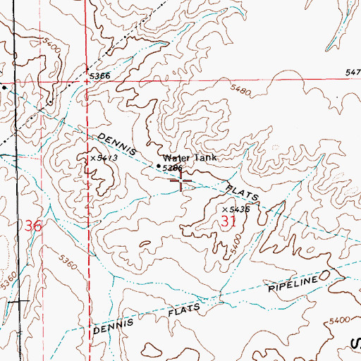 Topographic Map of Dennis Flats Pipeline, NV
