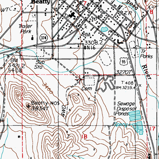Topographic Map of Desert Hill Cemetery, NV