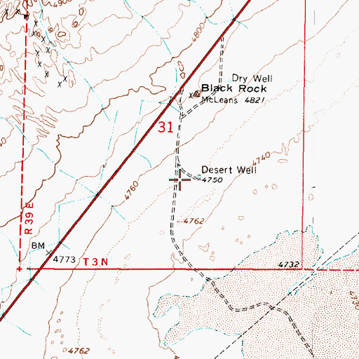 Topographic Map of Desert Well, NV