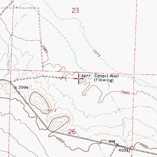 Topographic Map of Desert Well, NV