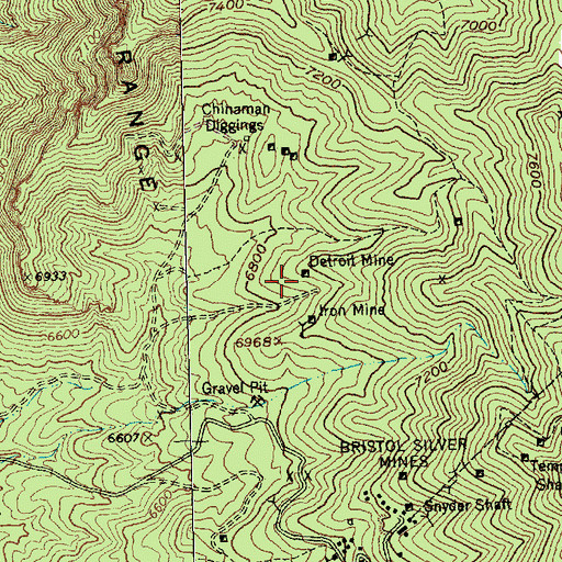 Topographic Map of Detroit Mine, NV