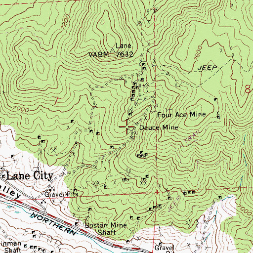Topographic Map of Deuce Mine, NV