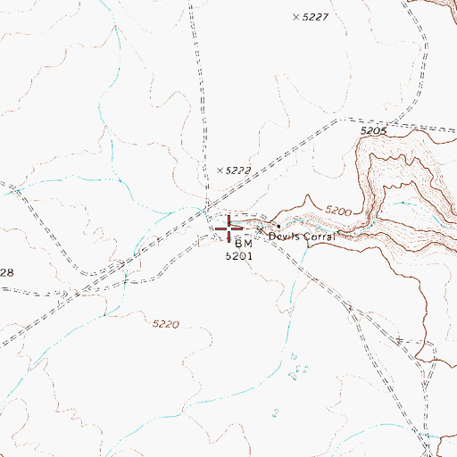 Topographic Map of Devils Corral, NV