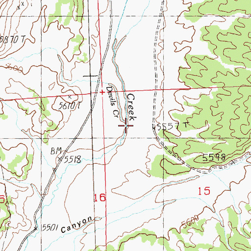 Topographic Map of Devils Creek, NV