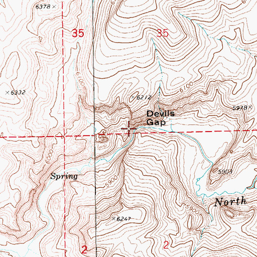 Topographic Map of Devils Gap, NV