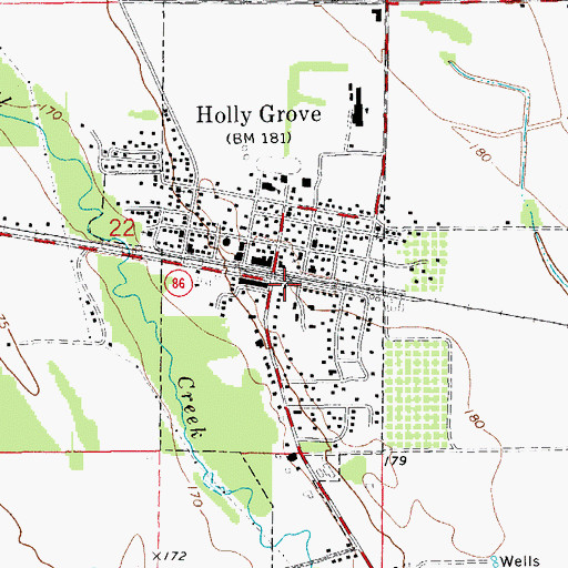 Topographic Map of Holly Grove Post Office, AR