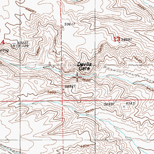 Topographic Map of Devils Gate, NV