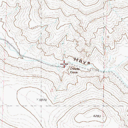 Topographic Map of Devils Gate, NV