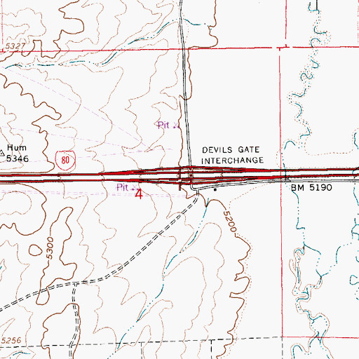Topographic Map of Devils Gate Interchange, NV