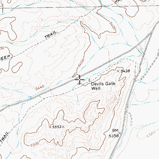 Topographic Map of Devils Gate Well, NV