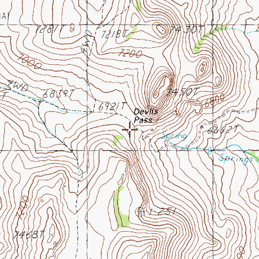 Topographic Map of Devils Pass, NV