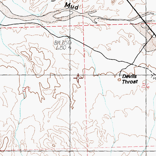 Topographic Map of Devils Throat, NV