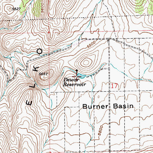 Topographic Map of Dewar Reservoir, NV