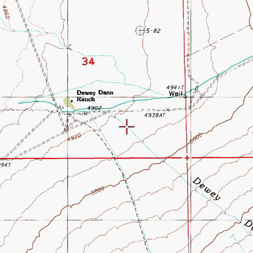 Topographic Map of Dewey Dann Creek, NV