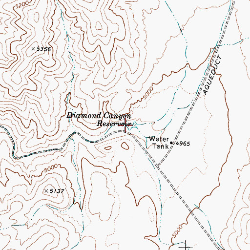 Topographic Map of Diamond Canyon Reservoir, NV