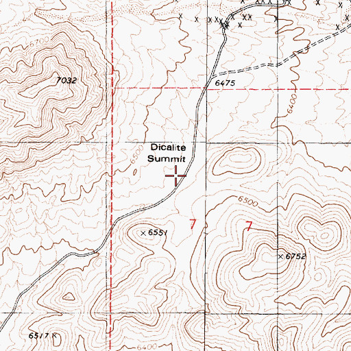 Topographic Map of Dicalite Summit, NV