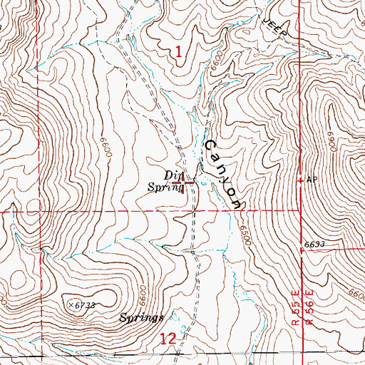 Topographic Map of Dip Spring, NV