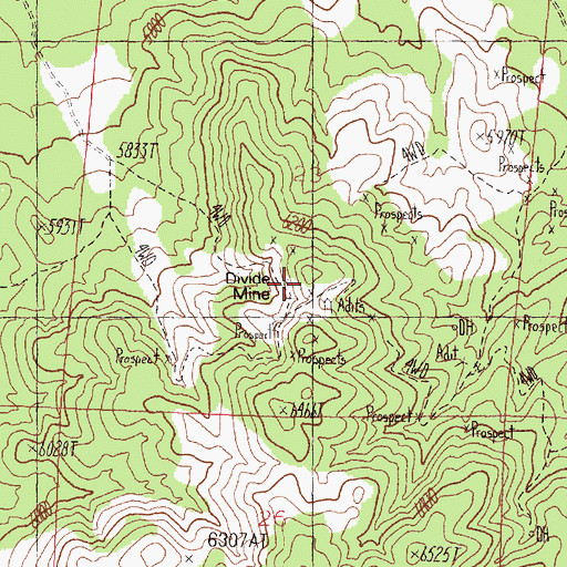 Topographic Map of Divide Mine, NV