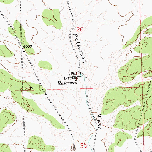 Topographic Map of Divide Reservoir, NV