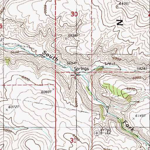 Topographic Map of Dixie Fork Trout Creek, NV