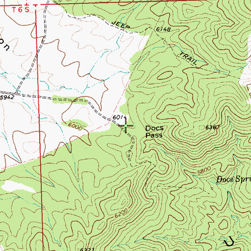 Topographic Map of Docs Pass, NV