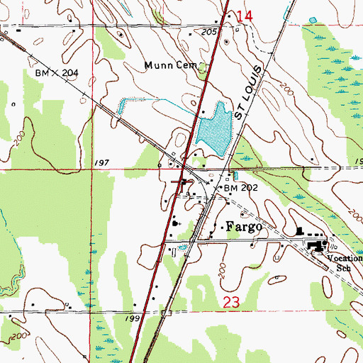 Topographic Map of Fargo Post Office (historical), AR