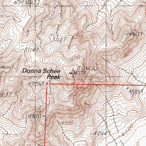 Topographic Map of Donna Schee Peak, NV