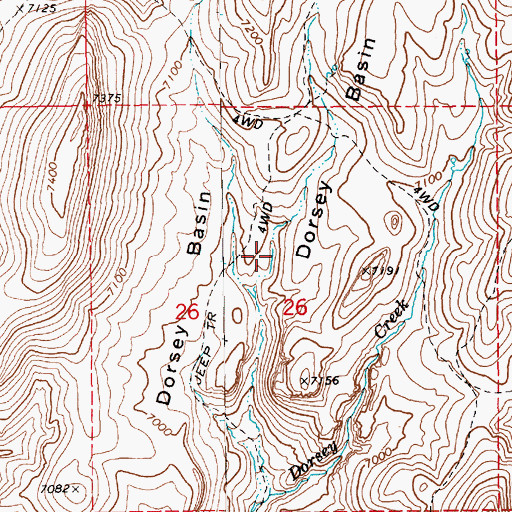 Topographic Map of Dorsey Basin, NV