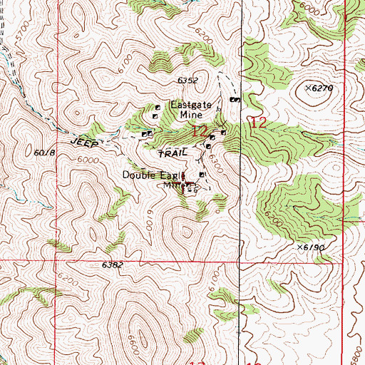 Topographic Map of Double Eagle Mine, NV