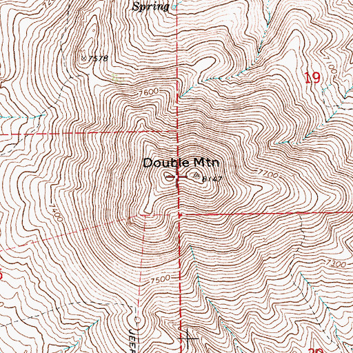 Topographic Map of Double Mountain, NV