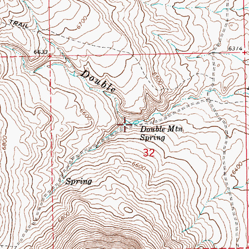 Topographic Map of Double Mountain Spring, NV