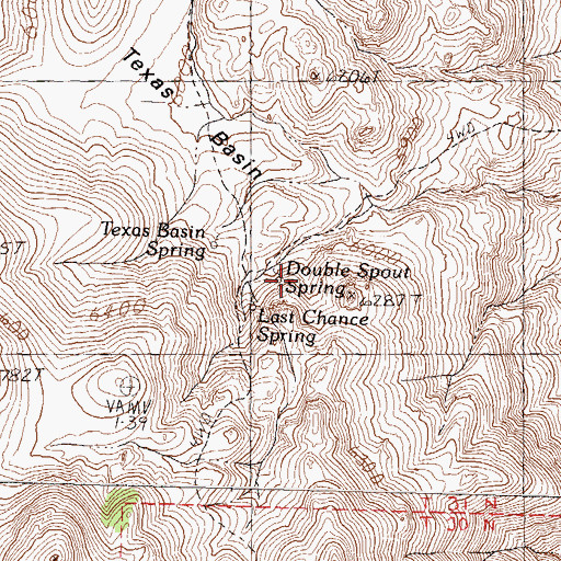 Topographic Map of Double Spout Spring, NV