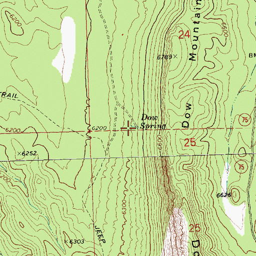 Topographic Map of Dow Spring, NV