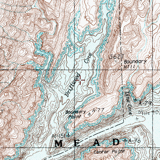 Topographic Map of Driftwood Cove, NV