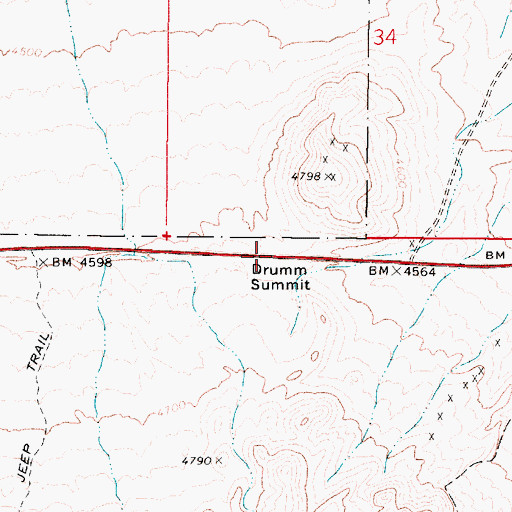 Topographic Map of Drumm Summit, NV